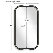 Solix Matte Black Mirror | Modern Rectangle Iron Frame Bathroom Vanity Mirror Mounted Vertical or Horizontal (22 in. W x 40 in. H x 1 in. D)