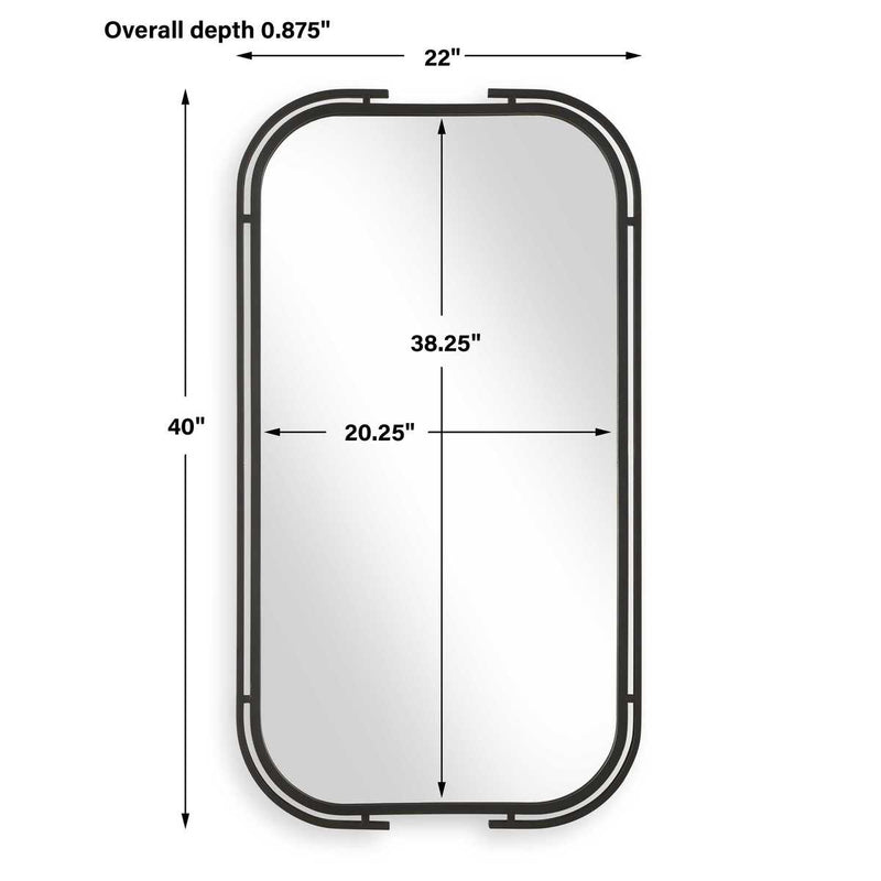 Solix Matte Black Mirror | Modern Rectangle Iron Frame Bathroom Vanity Mirror Mounted Vertical or Horizontal (22 in. W x 40 in. H x 1 in. D)
