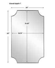 Tressa Satin Black Mirror | Modern Rectangle Iron Frame Bathroom Vanity Mirror with Scalloped Corners Mounted Vertical or Horizontal (20 in. W x 32 in. H x 1 in. D)