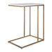 Morlan Accent Table | Antique Brass Metal Frame and White Marble Top (18 in. W x 23 in. H x 12 in. D)