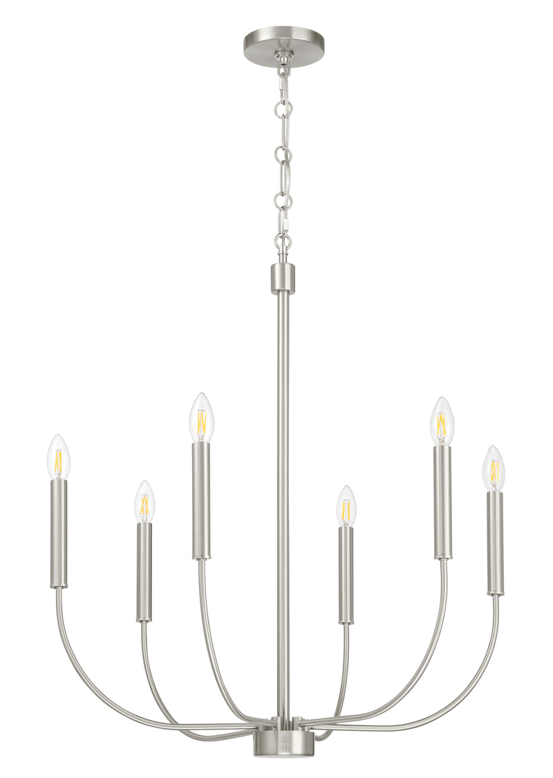 Craftmade 59826-BNK Traci 6 Light Chandelier -Brushed Polished Nickel - ALCOVE LIGHTING