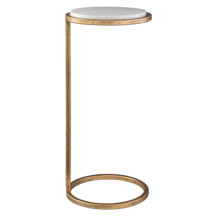Parlen Accent Table | Aged Gold Iron and White Marble Top (10 in. W x 24 in. H)