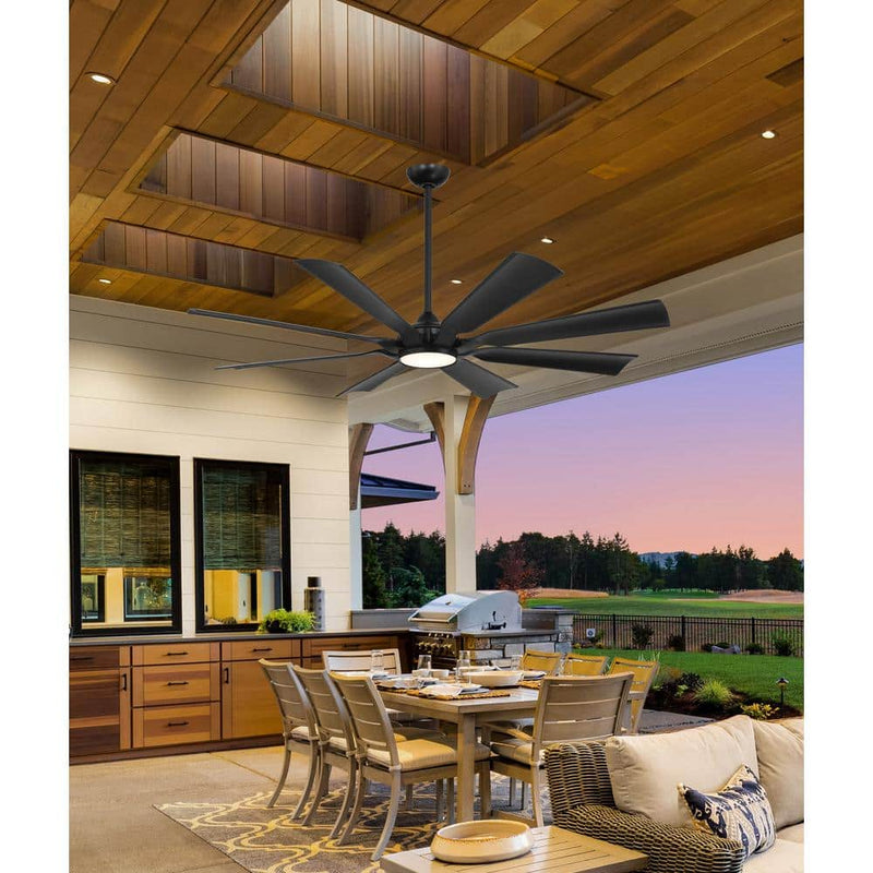 Minka Aire Future F756L-CL 65-Inch Wet LED Outdoor Ceiling Fan in Coal Black with Remote