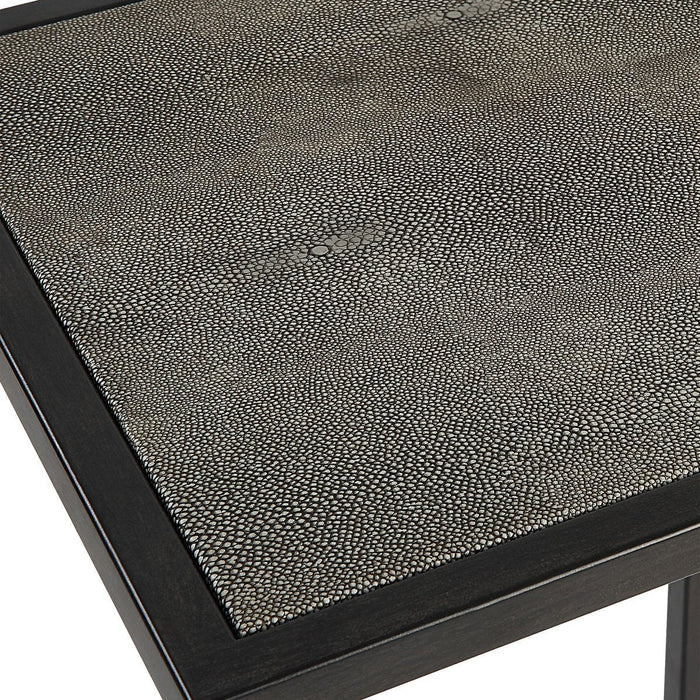 Calden Accent Table | Antique Black with Gray Shagreen Top (12 in. W x 24 in. H)