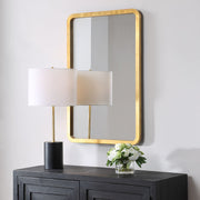 Solaren Gold Leaf Mirror | Modern Rectangle Engineered Wood Frame Bathroom Vanity Mirror (24 in. W x 36 in. H x 1 in. D)