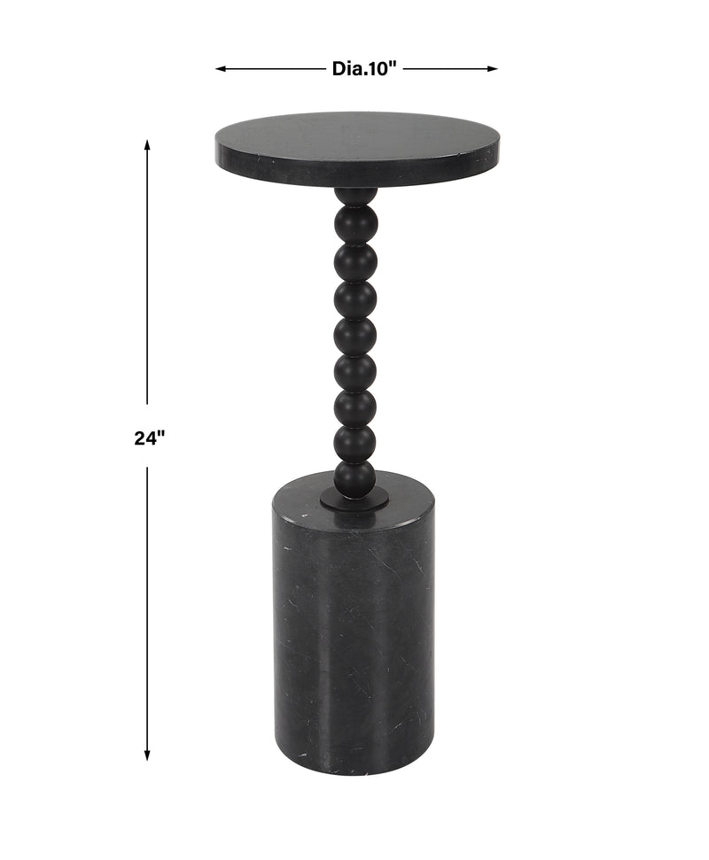 Uttermost Bead Black Marble Drink Table - ALCOVE LIGHTING