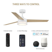 Cassini 52 in. Smart Matte White Modern Ceiling Fan with LED Light and Remote - ALCOVE LIGHTING