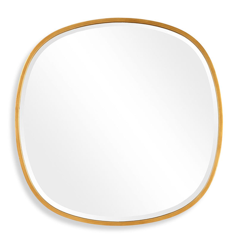 Auriel Gold Leaf Mirror | Modern Round Iron Frame Bathroom Vanity Mirror (30 in. W x 30 in. H x 2 in. D)