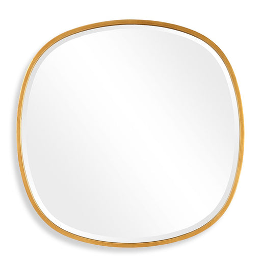Auriel Gold Leaf Mirror | Modern Round Iron Frame Bathroom Vanity Mirror (30 in. W x 30 in. H x 2 in. D)