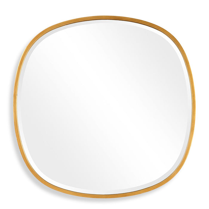 Auriel Gold Leaf Mirror | Modern Round Iron Frame Bathroom Vanity Mirror (30 in. W x 30 in. H x 2 in. D)
