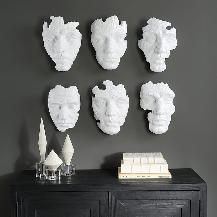 Uttermost Self-Portrait White Mask Wall Decor, Set/6