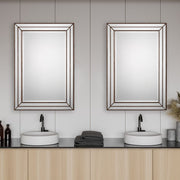Riventa Metallic Bronze Mirror | Modern Rectangle Engineered Wood Frame Bathroom Vanity Mirror Mounted Vertical or Horizontal (24 in. W x 34 in. H x 1 in. D)