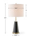 Skylen Black Modern Metal Table Lamp with Off White Linen Shade (28" H Lamp with 11" H x 15" W Shade)