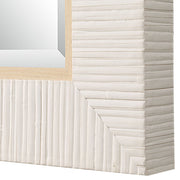 Coastridge Whitewashed Mirror | Modern Rectangle Rattan Polymer Frame Bathroom Vanity Mirror Mounted Vertical or Horizontal (25 in. W x 35 in. H x 2 in. D)