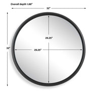 Velra Matte Black Mirror | Modern Round Engineered Polymer Frame Bathroom Vanity Mirror (32 in. W x 32 in. H x 2 in. D)