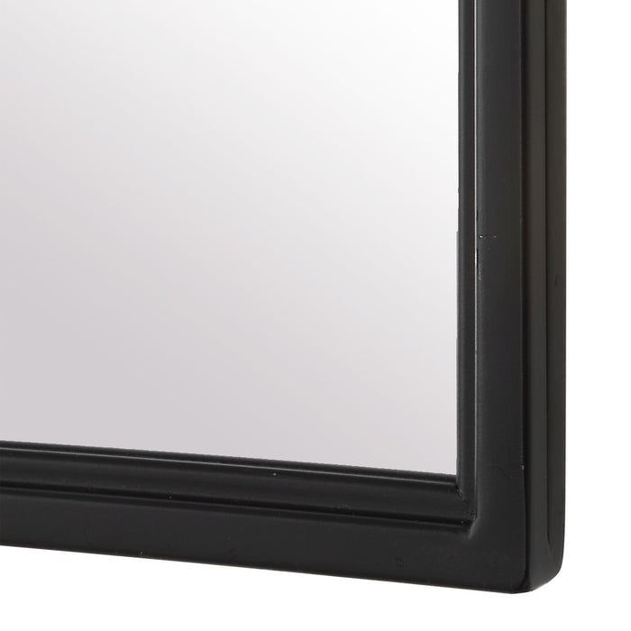 Arvisa Matte Black Mirror | Modern Arch Iron Frame Bathroom Vanity Mirror (24 in. W x 39 in. H x 1 in. D)