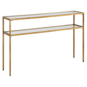 Cavli Console Table | Warm Gold with Tempered Glass Shelves (48 in. W x 30 in. H x 10 in. D)