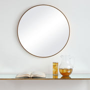 Arculo Brushed Gold Mirror | Modern Round Aluminum Frame Bathroom Vanity Mirror (34 in. W x 34 in. H x 2 in. D)