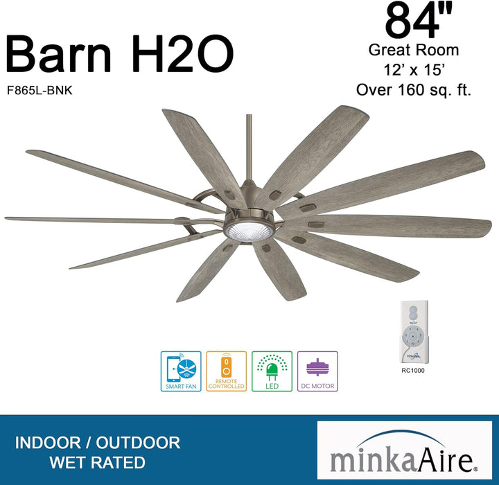 Minka Aire Barn H2O 84 in. Outdoor Burnished Nickel Smart LED Ceiling Fan
