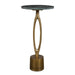 Kalra Accent Table | Antique Brass and Emerald Green Oval Marble Top (12 in. W x 24 in. H x 8 in. D)