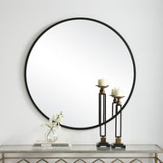Bravik Matte Black Mirror | Modern Round Engineered Polymer Frame Bathroom Vanity Mirror (43 in. W x 43 in. H x 1 in. D)