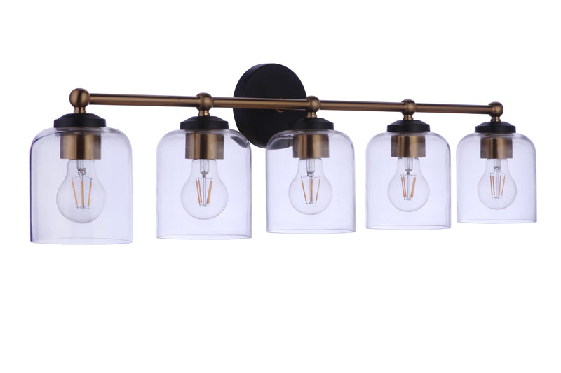 Craftmade 18733FBSB5 Coppa 5 Light Vanity -Flat Black/Satin Brass - ALCOVE LIGHTING