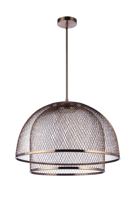 Craftmade P1006SB-LED 24.25” Diameter Sculptural Statement Metal Mesh Dome 2 Shade Pendant -Satin Brass
