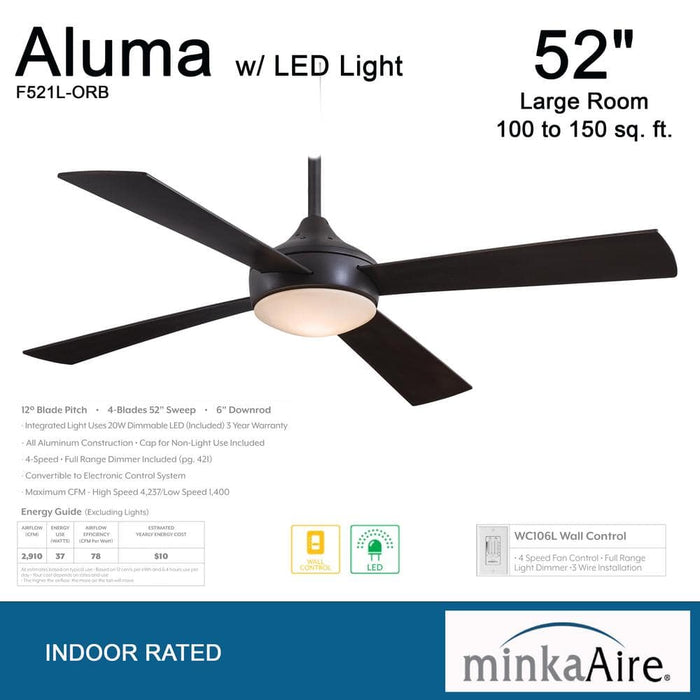 Minka Aire F521L-ORB Aluma 52" Oil Rubbed Bronze LED Ceiling Fan + Wall Control
