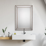 Riventa Metallic Bronze Mirror | Modern Rectangle Engineered Wood Frame Bathroom Vanity Mirror Mounted Vertical or Horizontal (24 in. W x 34 in. H x 1 in. D)