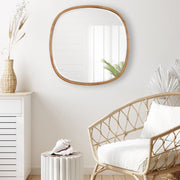 Seastran Coastal Mirror | Modern Round Natural Rattan Frame Mirror (34 in. W x 34 in. H x 2 in. D)