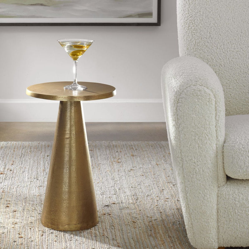 Anvik Antique Brass Accent Table (13 in. W x 20 in. H)