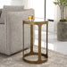 Bosler Accent Table | Metal Frame and Antique Brushed Gold (15 in. W x 25 in. H)