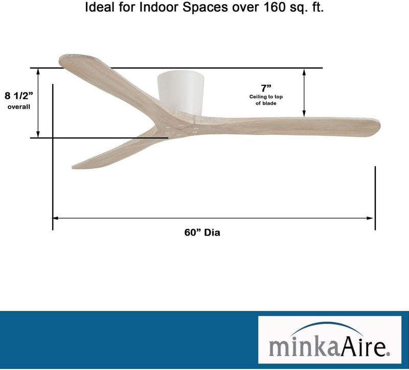 Minka Aire Avtur F663-WHF/BW 60-Inch Hugger Flush Mount Ceiling Fan in Flat White with Remote