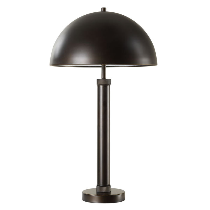 Arvessa Mid Century Modern Oil Rubbed Bronze Metal Table Lamp with Dome Shade (27" H Lamp with 8" H x 15" W Shade)