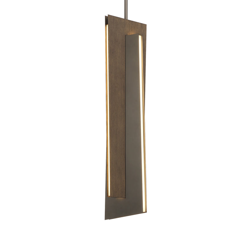 George Kovacs P1642-895-L Intersezioni Dc LED Pendant -Midnight Iron & Faux Walnut