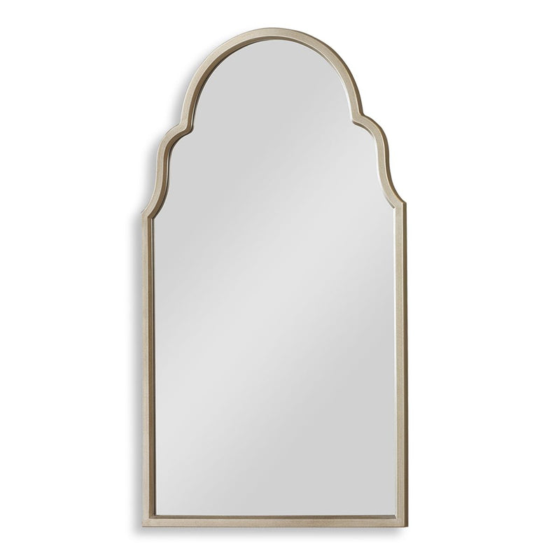 Montessa Warm Silver Mirror | Modern Arch Frame Bathroom Vanity Mirror (24 in. W x 41 in. H x 1 in. D)