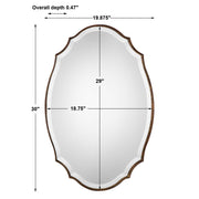Domari Antique Bronze and Gold Mirror | Modern Oval Engineered Wood Frame Bathroom Vanity Mirror Mounted Vertical or Horizontal (20 in. W x 30 in. H x 1 in. D)