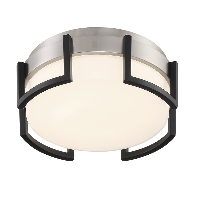 George Kovacs P953-1-691-L Bezel Set 15W LED Flush Mount -Coal w/ Brushed Nickel