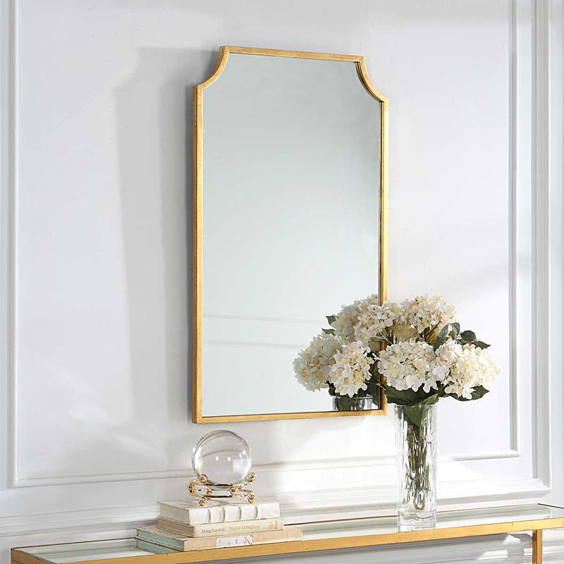 Gildra Gold Leaf Mirror | Modern Rectangle Iron Frame Bathroom Vanity Mirror (22 in. W x 36 in. H x 1 in. D)