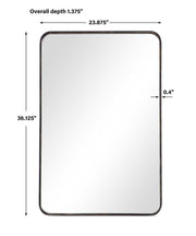 Nuvik Dark Bronze with Gold Highlights Mirror | Modern Rectangle Iron Frame Bathroom Vanity Mirror with Rounded Corners Mounted Vertical or Horizontal (24 in. W x 36 in. H x 1 in. D)