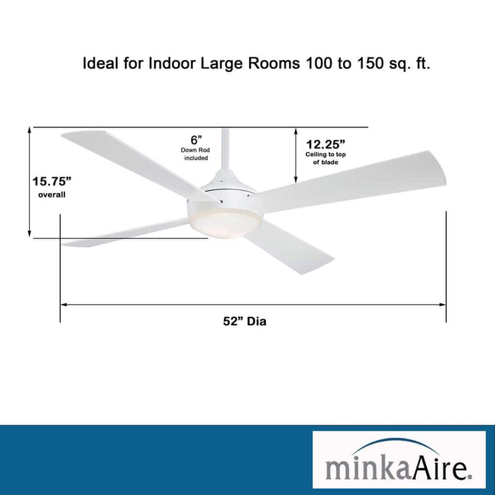 Minka Aire F521L-WHF Aluma 52" Flat White LED Ceiling Fan with Wall Control