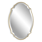 Domari Antique Metallic Gold Leaf Mirror | Modern Oval Engineered Wood Frame Bathroom Vanity Mirror Mounted Vertical or Horizontal (20 in. W x 30 in. H x 1 in. D)