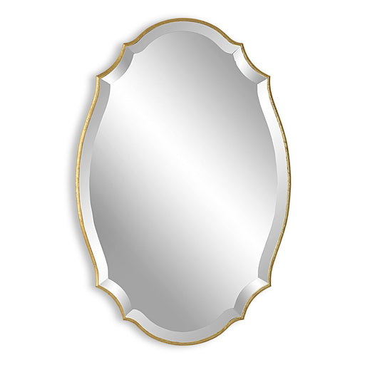 Domari Antique Metallic Gold Leaf Mirror | Modern Oval Engineered Wood Frame Bathroom Vanity Mirror Mounted Vertical or Horizontal (20 in. W x 30 in. H x 1 in. D)