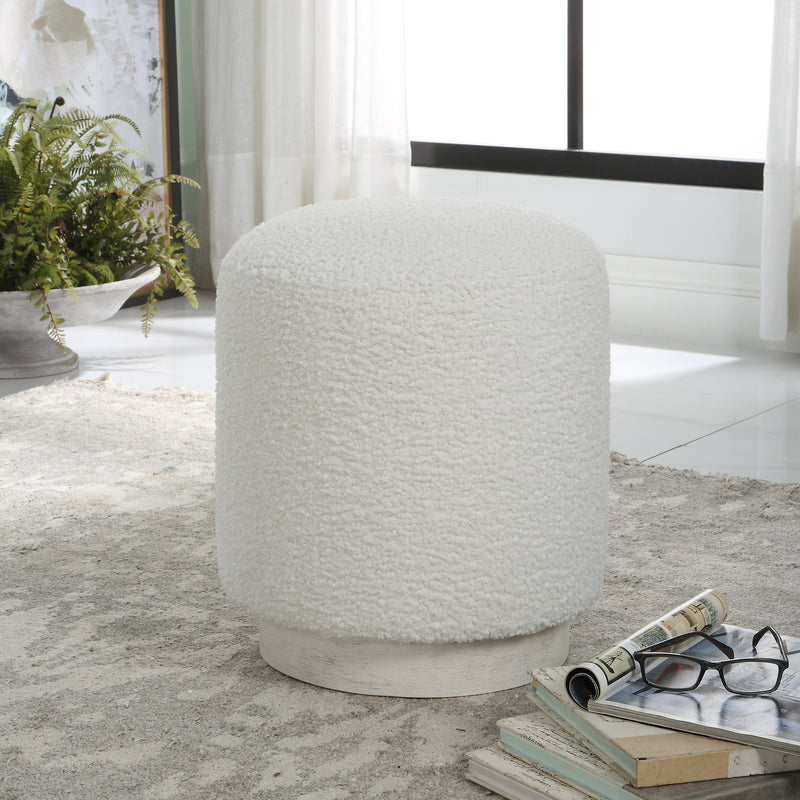 Uttermost Avila White Ottoman - ALCOVE LIGHTING