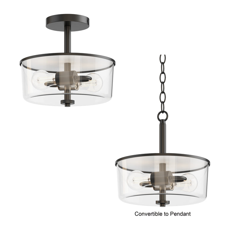 Maxim 5692CLBK Fuller 2 Light Semi Flush/Pendant Convertible | Black