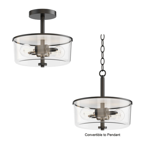 Maxim 5692CLBK Fuller 2 Light Semi Flush/Pendant Convertible | Black