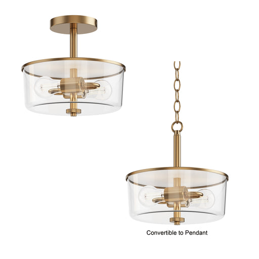 Maxim 5692CLNAB Fuller 2 Light Semi Flush/Pendant Convertible | Natural Aged Brass