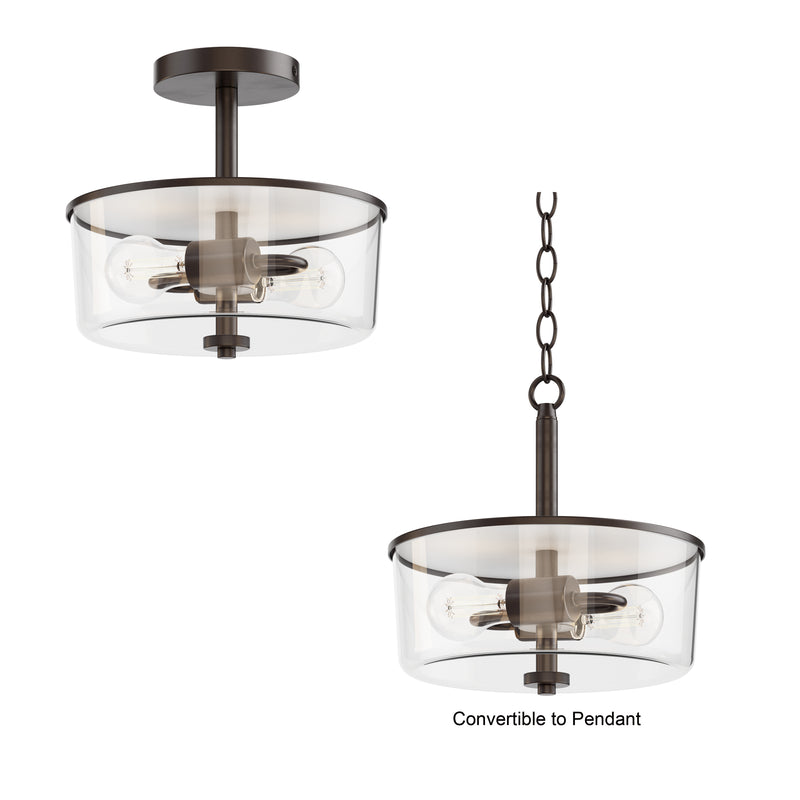 Maxim 5692CLOI Fuller 2 Light Semi Flush/Pendant Convertible | Oil Rubbed Bronze