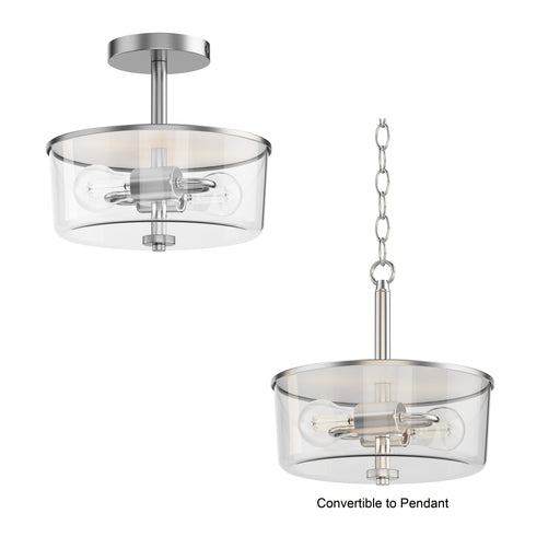 Maxim 5692CLSN Fuller 2 Light Semi Flush/Pendant Convertible | Satin Nickel