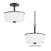 Maxim 5692WTBK Fuller 2 Light Semi Flush/Pendant Convertible | Black